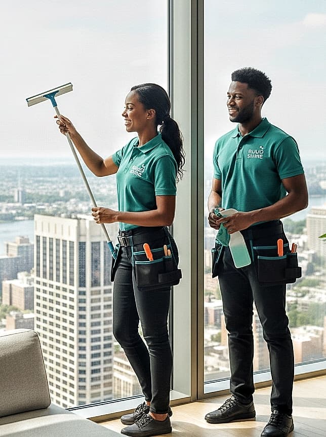 Cleaner team window cleaning